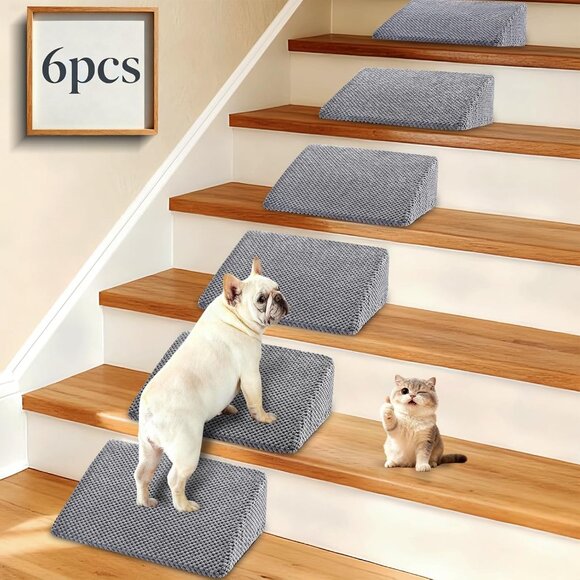 Dog Ramp for Stairs for Small & Senior Dogs and Cats (Gray 6 Pack)